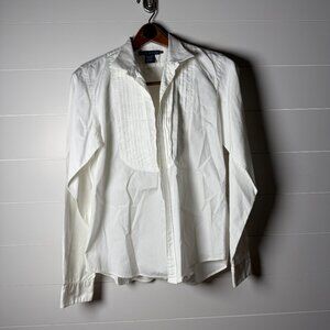 Ralph Lauren Black Label Bib Tuxedo Shirt Women's XL White Button Down